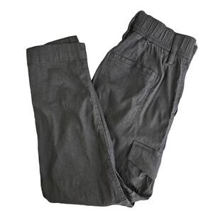 Vince Black Linen Blend Cargo High Waist Tapered Leg Cropped‎ Pants | Women's 4